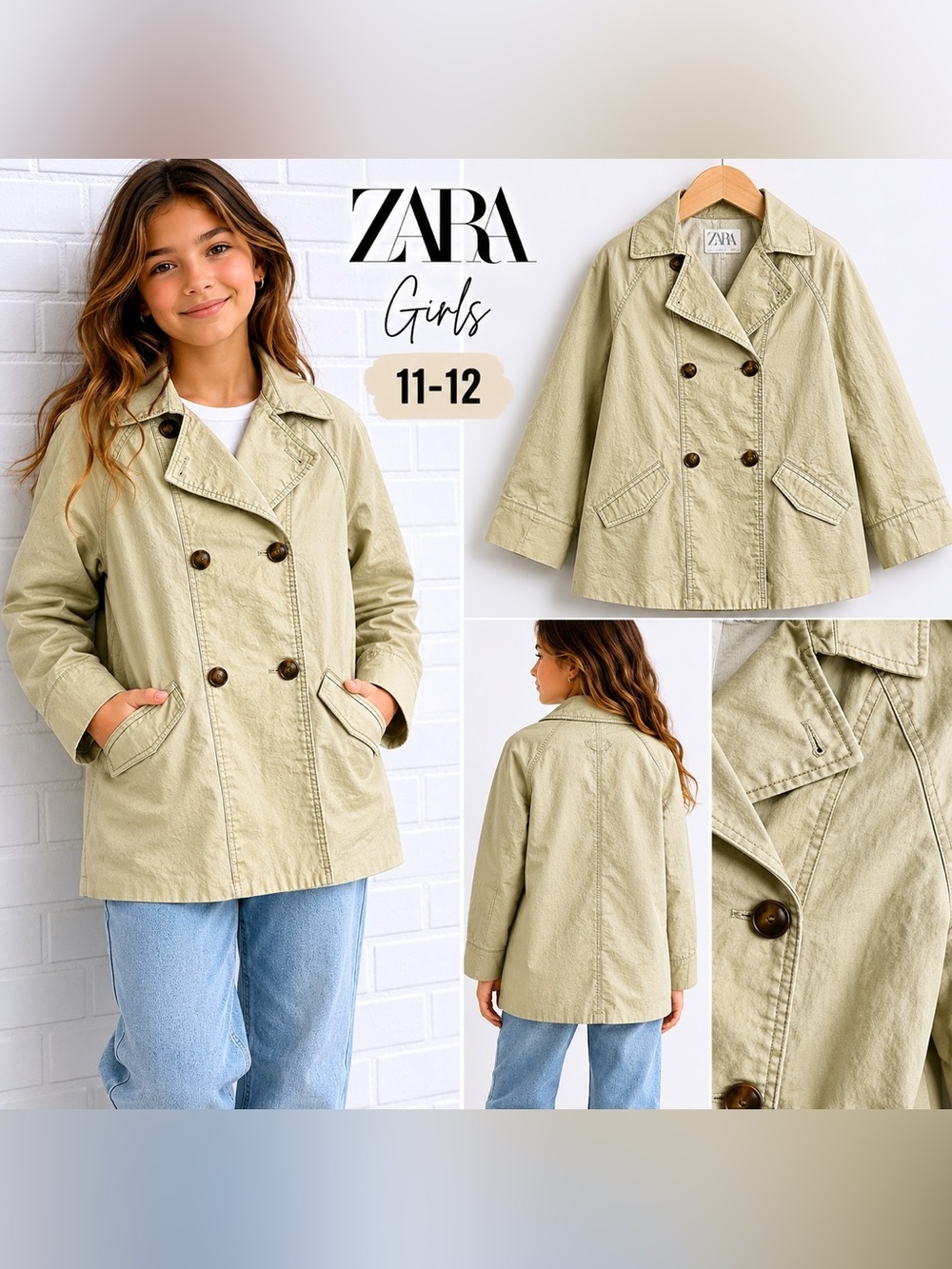 ZARA girls casual fashion chic beige blazer /size 11-12